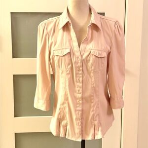 Cotton Express Pale Pink Button-Front Blouse